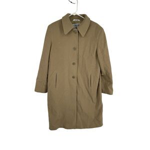 Womens Vintage Marvin Richards Tan Wool Cashmere‎ Blend Overcoat Size 14 Trench